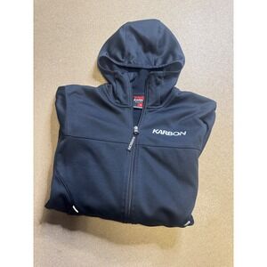 Karbon Mens Full Zip Hoodie Black Fleece Lined Performance Jacket Medium $89